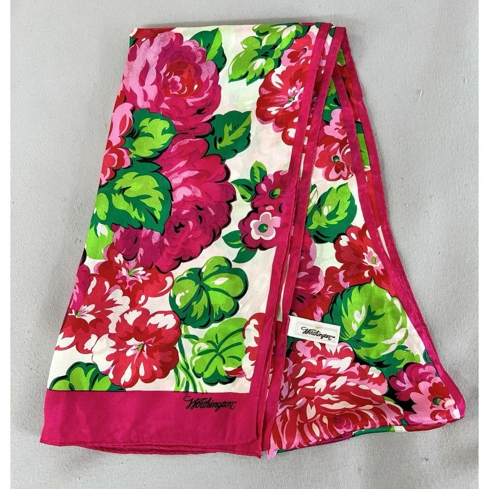 Vintage Rose 100% Silk Scarf Rectangle by Worthington Y2K‎ 52